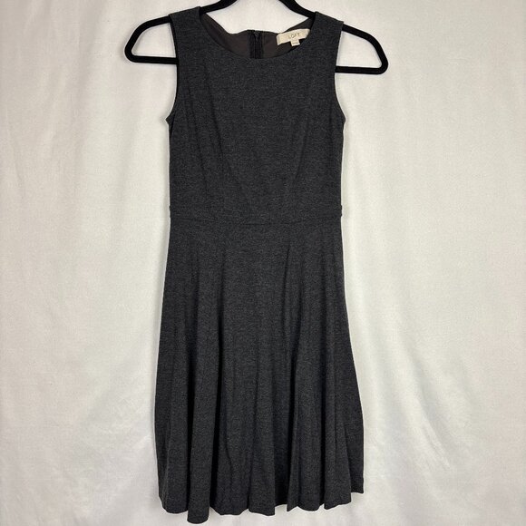 LOFT Dresses & Skirts - LOFT Dress Women's Petite 00 Gray Jersey Knit Sleeveless Lined Fit & Flare